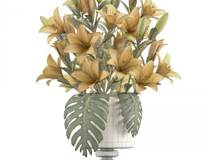 bouquet of yellow flowers 3D Model
