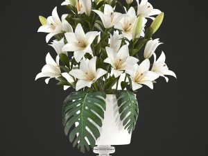 bouquet of white flowers 3D Model