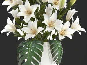 bouquet of white flowers 3D Model