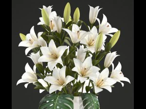 bouquet of white flowers 3D Model