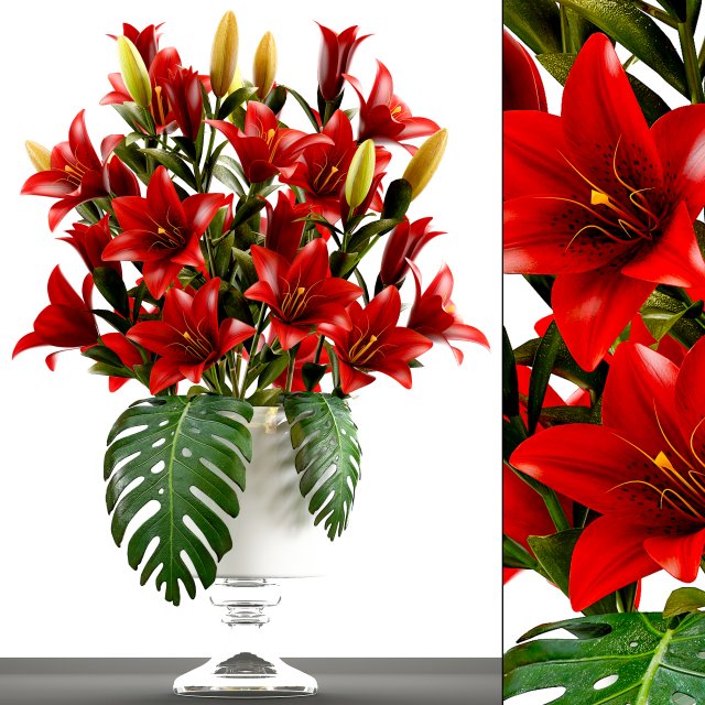 bouquet of red flowers Modèle 3D .c4d .max .obj .3ds .fbx .stl .blend 