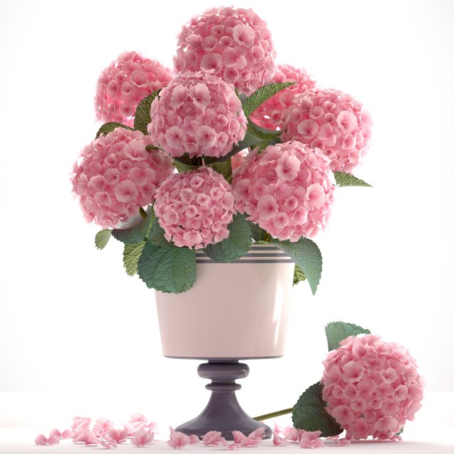 bouquet of pink hydrangea 3D Model .c4d .max .obj .3ds .fbx .stl .blend 