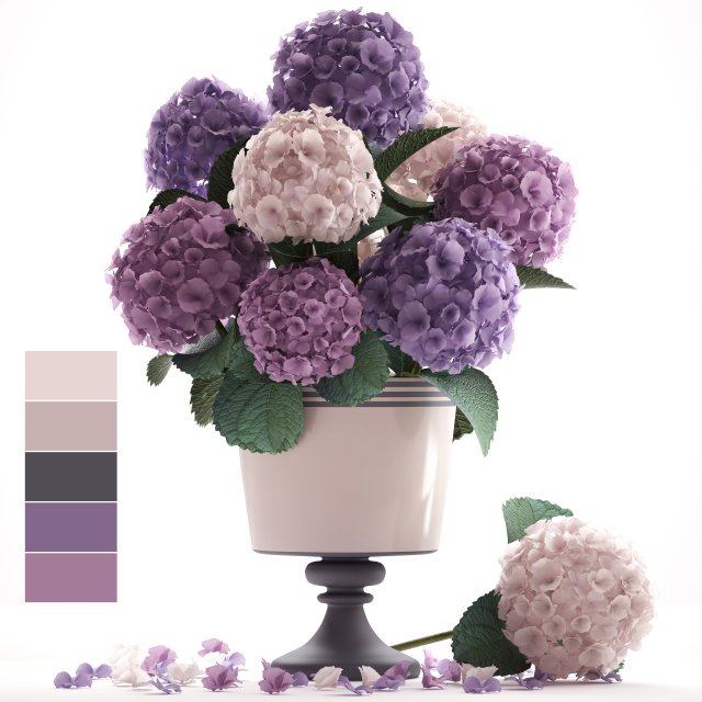 bouquet of hydrangea 3D Модель .c4d .max .obj .3ds .fbx .stl .blend