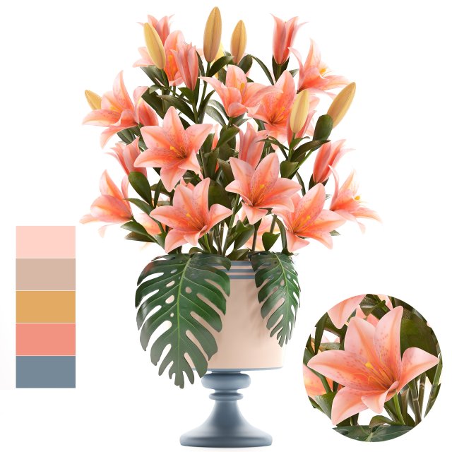 bouquet of pink lilies 3D-Modell .c4d .max .obj .3ds .fbx .stl .blend 