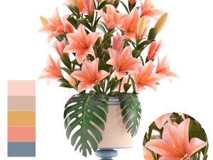 bouquet of pink lilies Model 3D