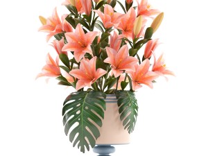 bouquet of pink lilies 3D-Modell
