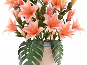 bouquet of pink lilies 3D-Modell