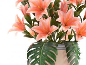 bouquet of pink lilies 3D-Modell