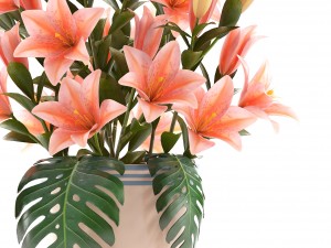 bouquet of pink lilies 3D-Modell