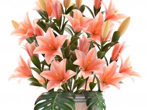 bouquet of pink lilies 3D-Modell
