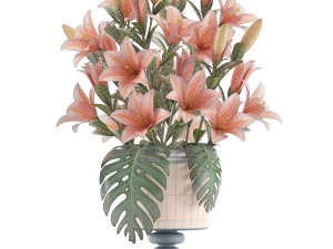 bouquet of pink lilies 3D-Modell