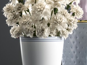 bouquets of white flowers in vases 3D Модель