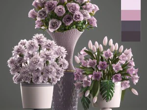 bukiety kwiat&oacute;w w wazonach Model 3D