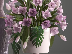 bouquets of flowers in vases 3D Модель