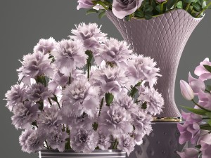 bouquets of flowers in vases 3D Модель