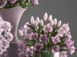 bouquets of flowers in vases 3D Модель
