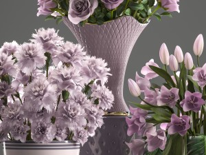 bouquets of flowers in vases 3D Модель