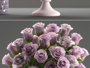 bouquets of flowers in vases 3D Модель
