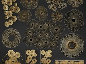 sculpture d'art mural en or Modèle 3D