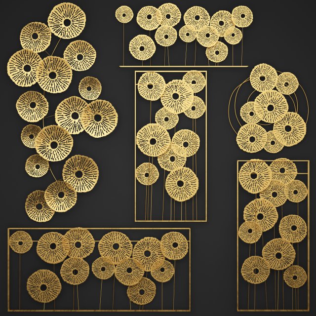 gold wall art sculpture 3D Модель .c4d .max .obj .3ds .fbx .stl .blend 