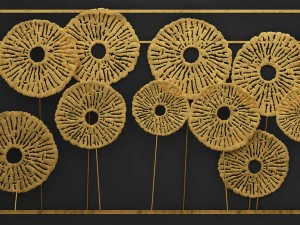 gold wall art sculpture 3D Model