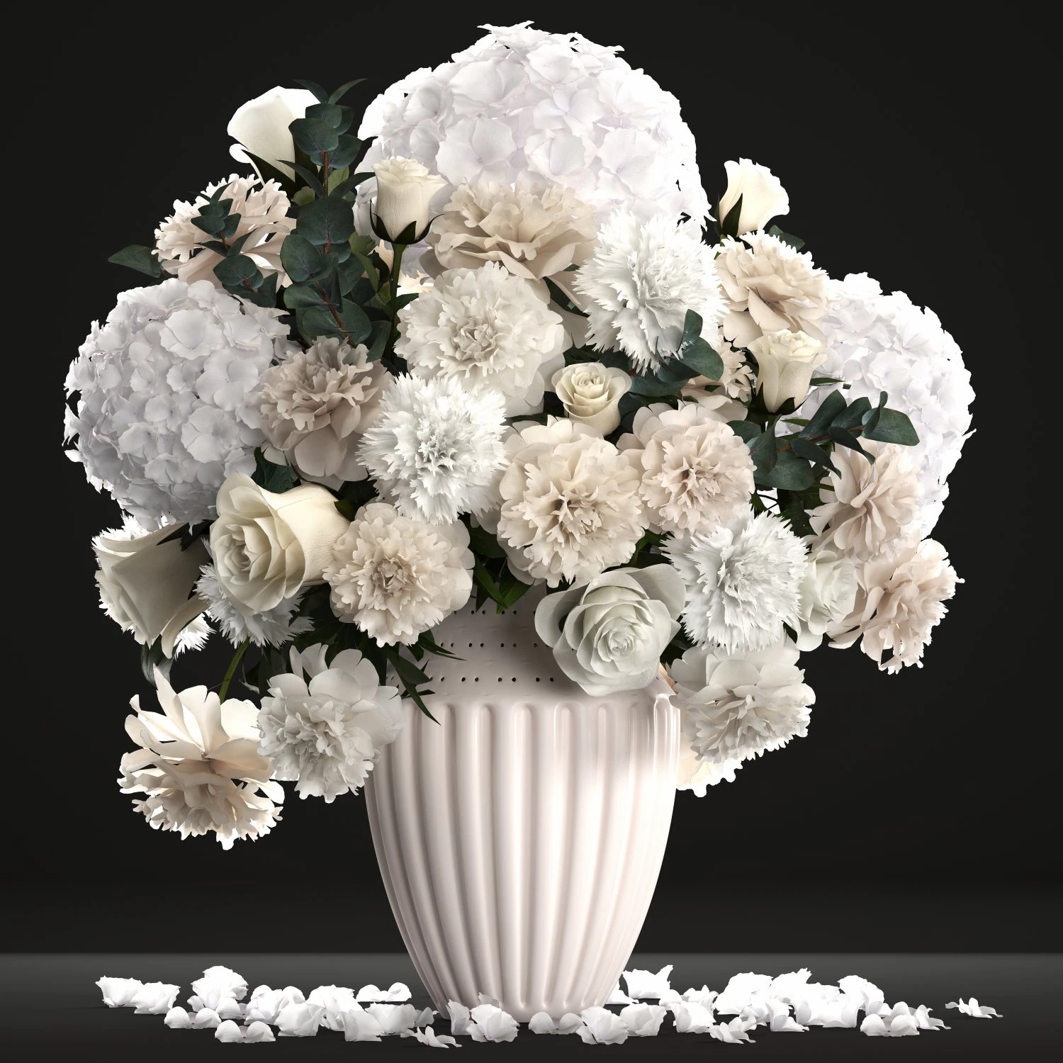 bouquet of wthite flowers 3D Model .c4d .max .obj .3ds .fbx .stl .blend 