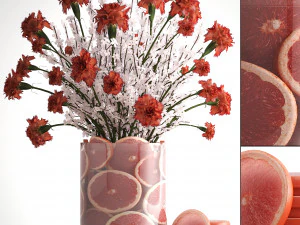 dekoracyjny bukiet kwiat&oacute;w Model 3D