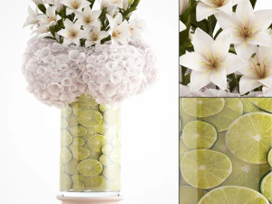 dekoracyjny bukiet kwiat&oacute;w Model 3D