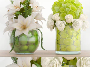 dekoracyjny bukiet kwiat&oacute;w Model 3D