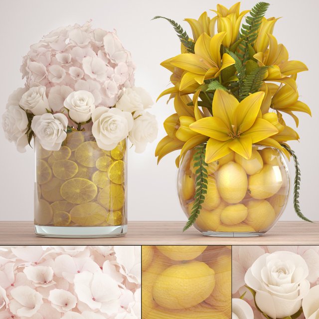 decorative bouquet of flowers 3D Model .c4d .max .obj .3ds .fbx .stl .blend 