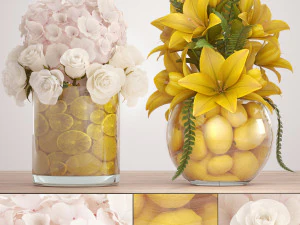 dekoracyjny bukiet kwiat&oacute;w Model 3D