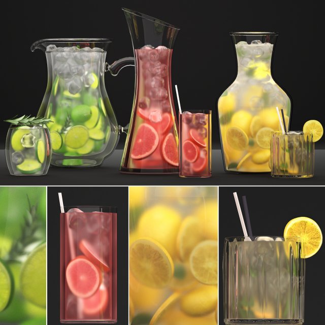 beverages collection 3D Модель .c4d .max .obj .3ds .fbx .stl .blend 
