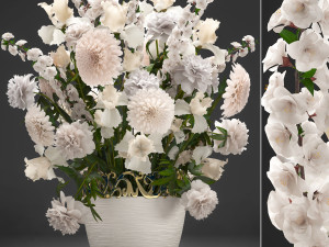 bouquet of wthite flowers 3D Model