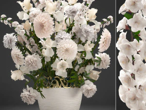 bukiet białych kwiat&oacute;w Model 3D