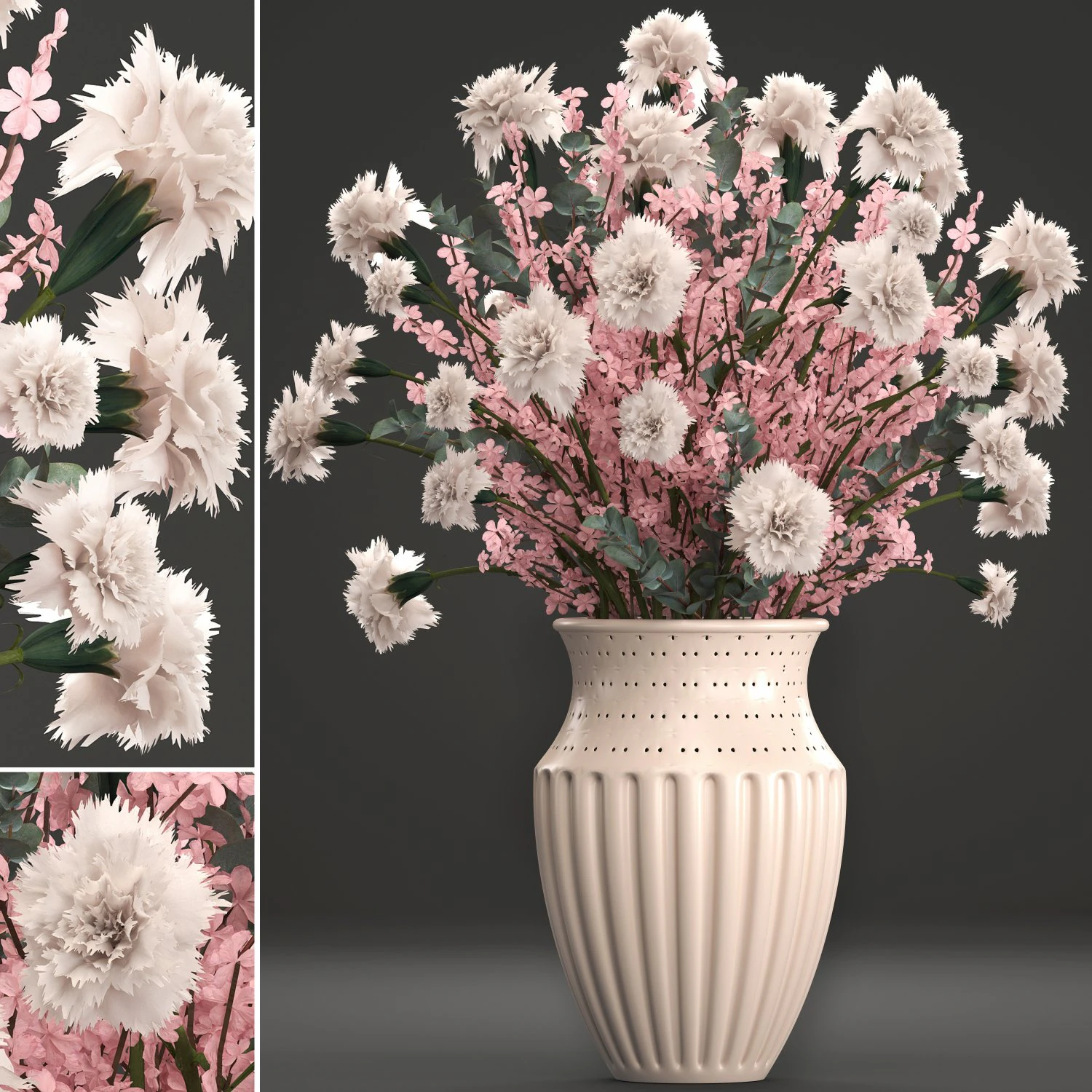 decorative bouquet of flowers 3D Model .c4d .max .obj .3ds .fbx .stl .blend 