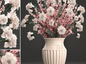 dekoracyjny bukiet kwiat&oacute;w Model 3D