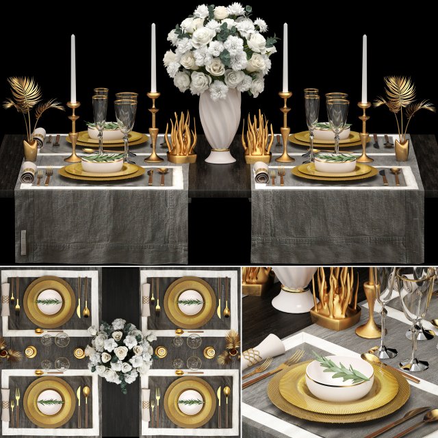 luxury table setting Modèle 3D .c4d .max .obj .3ds .fbx .stl .blend 