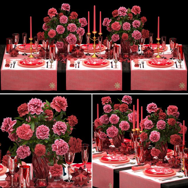 christmas table setting 3D Model .c4d .max .obj .3ds .fbx .stl .blend 