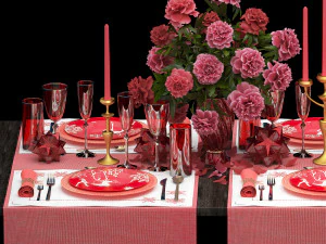 christmas table setting 3D Model
