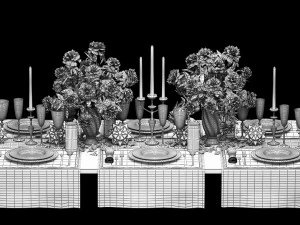 christmas table setting 3D Model