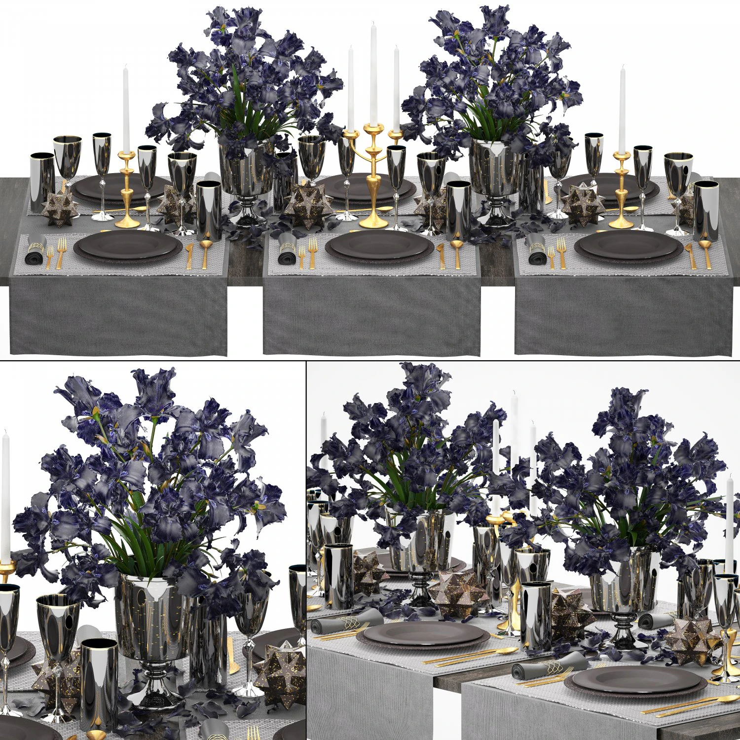 luxury table setting 3D Model .c4d .max .obj .3ds .fbx .stl .blend 