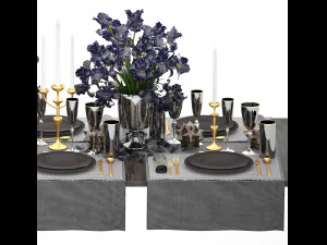luxury table setting 3D Model