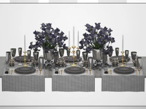 luxury table setting 3D Model