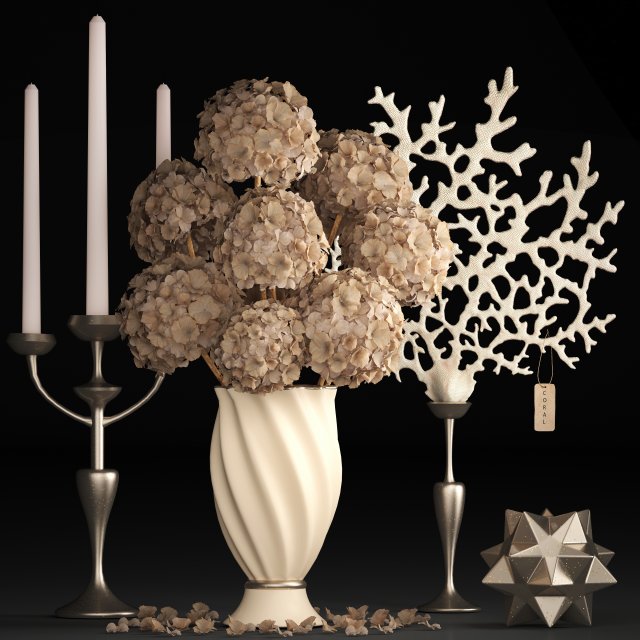 decor with dry flowers 3D 模型 .c4d .max .obj .3ds .fbx .stl .blend 