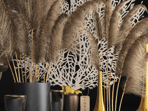 decor with dry flowers phragmites 3D 模型
