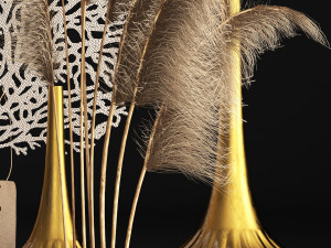 decor with dry flowers phragmites 3D 模型