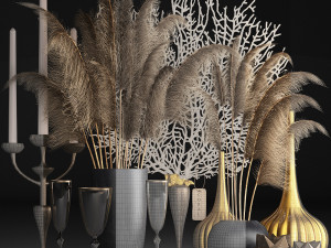 decor with dry flowers phragmites 3D 模型