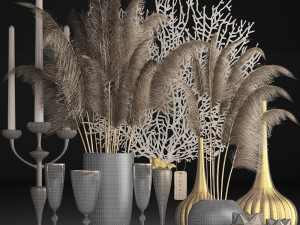 decor with dry flowers phragmites 3D 模型