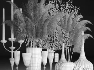 decor with dry flowers phragmites 3D Model