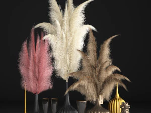 decor with dry flowers phragmites 3D Model